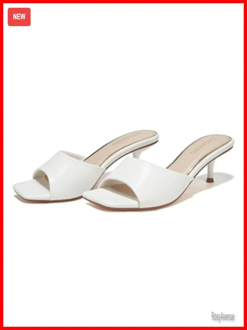 Kitten Heels Sandals Low Heels Slip On Slides 2 Inch Heeled Square Open Toe